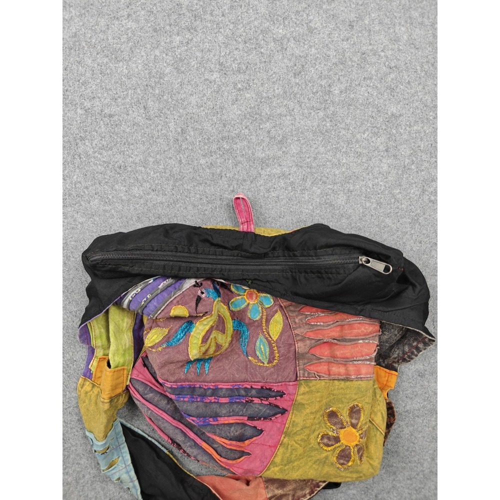 Boho Patchwork Tote Bag Womens Large Multicolor Peace Sign Hippie Crossbody - Picture 8 of 13